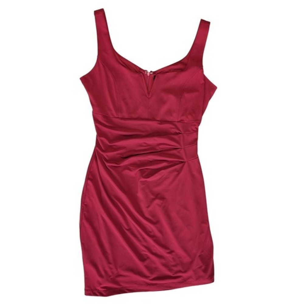 New Le Chateau medium Red v neck Stretch sleeveless bodycon Mini dress